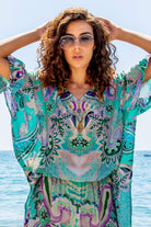 plus size aqua drop wasted silk beach Cover-ups to wear on holiday by Lindsey Brown resort wear 