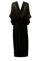 Black Silk luxury maxi kaftan to wear on holiday by Lindsey Brown resort wear 