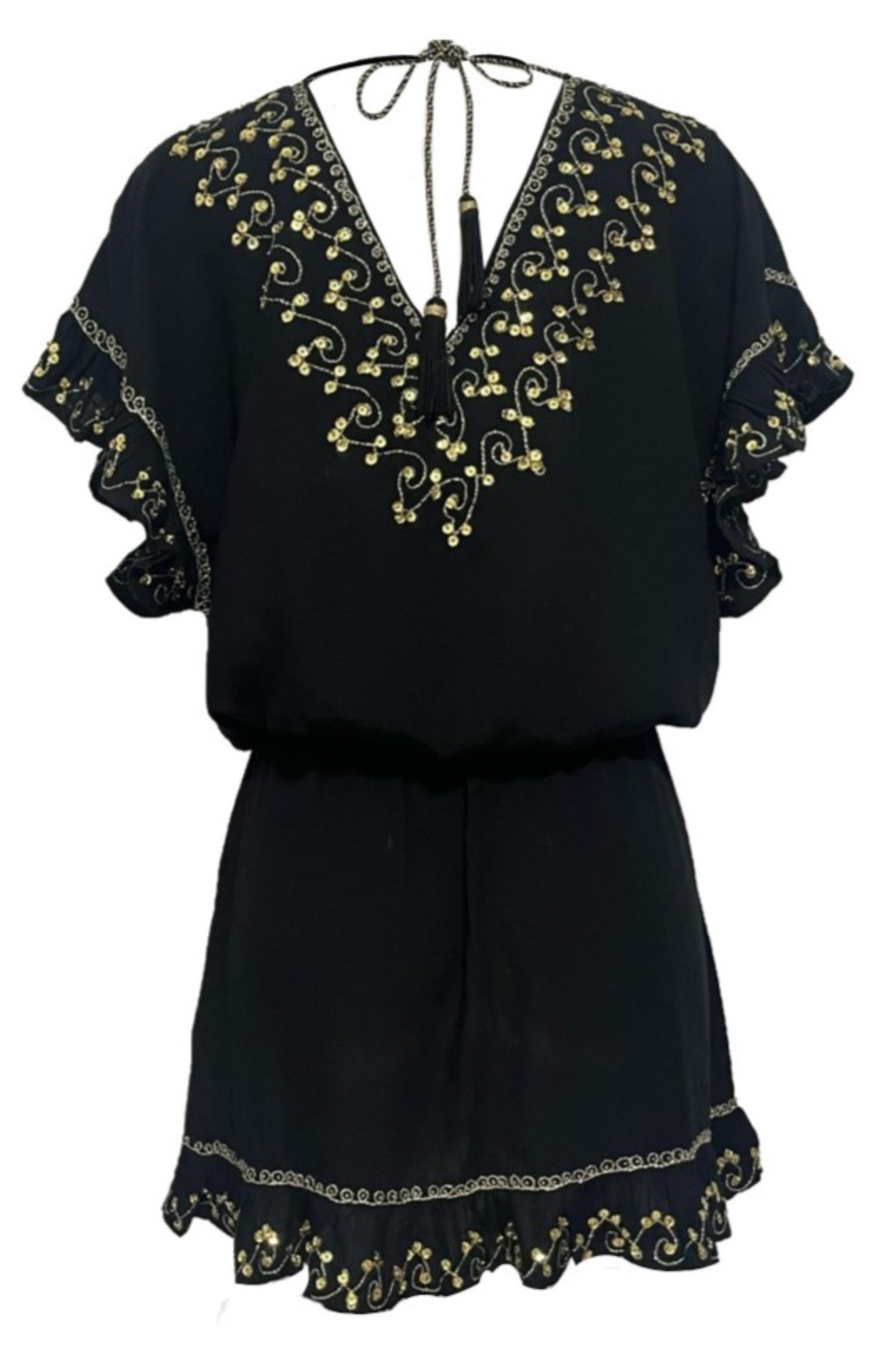 black cotton blouson v back beach dress to wear in Barbados by Lindsey Brown resort wear 