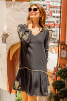 Black gold cotton beach dresses to wear on a Caribbean Cruise holiday 